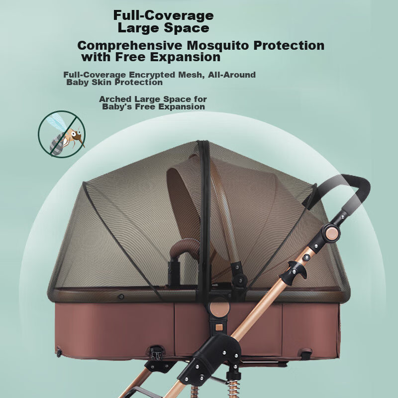 9I9 Baby Stroller Mosquito Net Cover, Summer Infant Carriage Mosquito Net, Full Coverage Universal, Dense Mesh, No Installation Required, Foldable, A22 Black