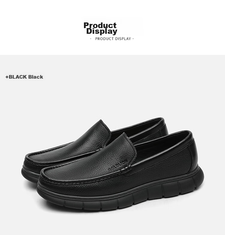 Goldlion Men's Shoes, Leather Shoes, Fashionable Business Casual Shoes, Comfortable Loafers, 55923018401A, Black, Size 41 9