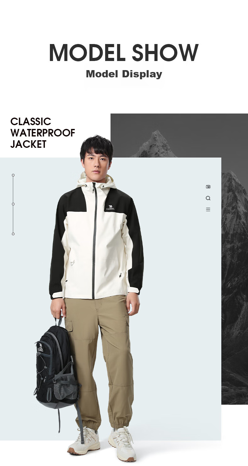 CAMEL Outdoor Mountain-Style Windbreaker Jacket for Men And Women, Single Layer Spring Camping Coat Windproof Clothing TR085 Oatmeal Gray Men XXL 13