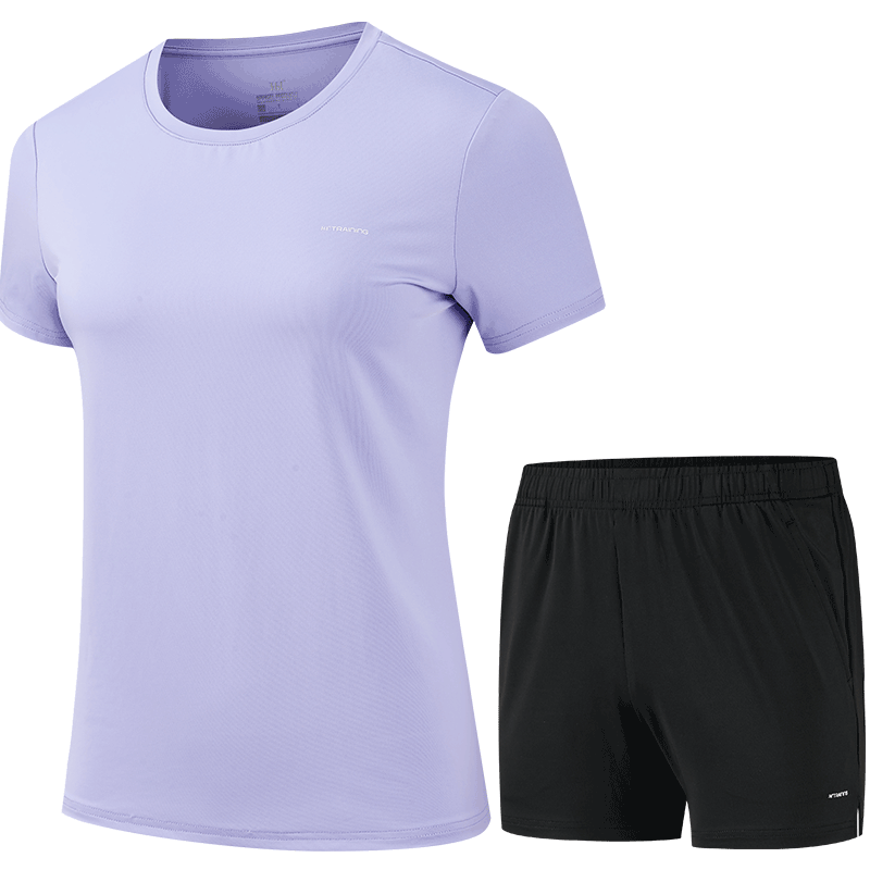 361° Women's Summer Running Outfit Set, New Casual Short-Sleeve Top And Shorts Two-Piece Set 662414001H-4