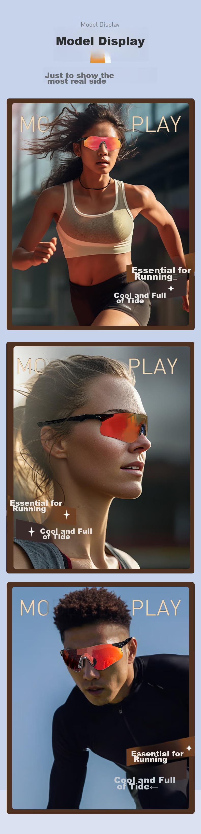 VOZAPOW Professional Marathon Running Glasses Frame, Photochromic Day And Night Dual-Use Trail Running Sports Cycling Goggles for Me 15
