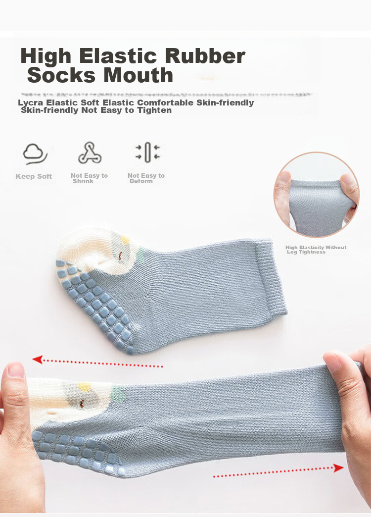Aibaoshi Baby Floor Socks, Spring And Autumn Infant Socks, Indoor Walking Socks, Early Education Mid-Calf Socks, 3 Pairs, Size M, T044 7