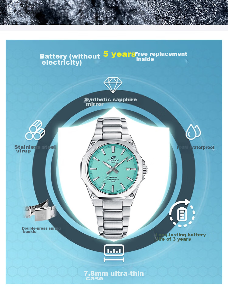 CASIO Men's Watch, EDIFICE Fashion Casual Quartz Watch for Exams, Japanese And Korean Style, Gift for Boyfriend, EFR-S108D 2