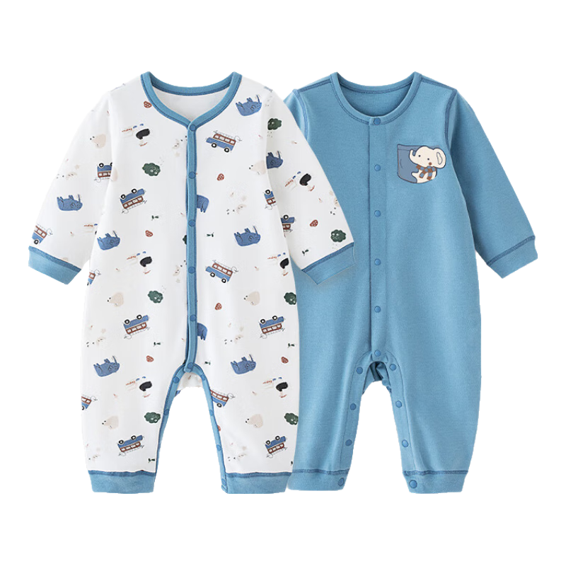 Gb Baby Romper, Class A Pure Cotton Long-Sleeve Bodysuit, 5A Antibacterial And Anti-Mite, Zero Fluorescence Onesie, 2-Piece Set