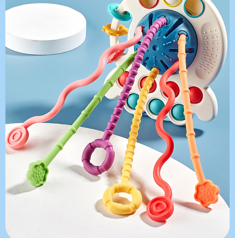 Danmiqi Infant Finger Octopus Pull Toy Early Education Toy 0-1 Year Old Girl Birthday Gift Chewable 3