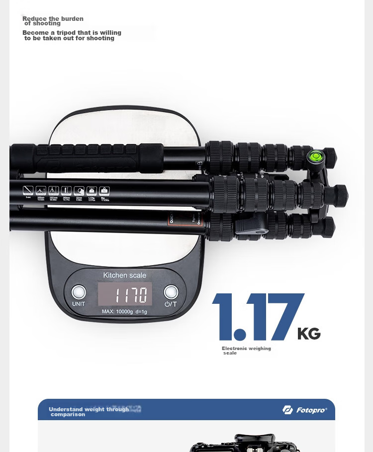 Fotopro E4I PRO+42QP & Joy Co-Branded Edition, Detachable Gimbal, Adjustable Monopod, Easy-Folding Panoramic Shooting Tripod for Mirrorless And Digital Cameras, Includes Phone Clamp 6
