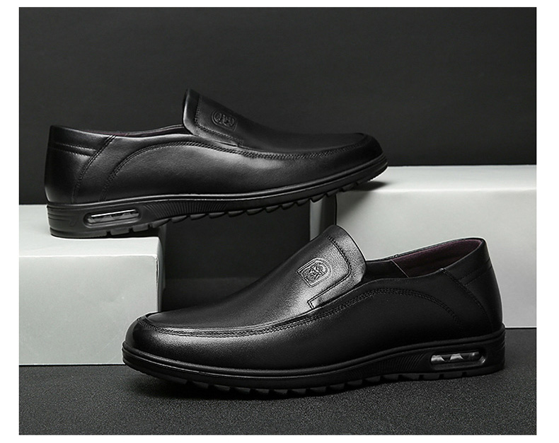 LAORENTOU Leather Shoes for Men, Top-Grain Cowhide Business Casual Shoes, Comfortable Breathable Slip-On Men's Shoes 510904419 Black Size 40 15