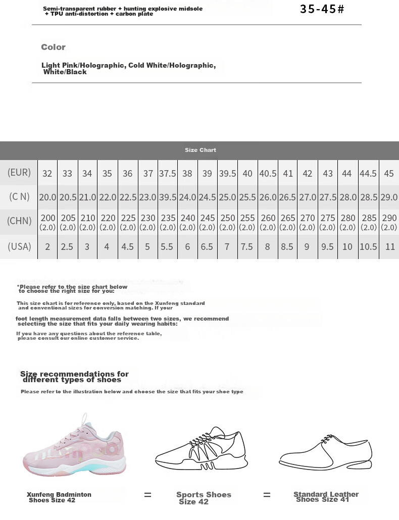 KUMPOO Glass Badminton Shoes, Non-Slip, Wear-Resistant, Shock-Absorbing, Xunfeng Men's And Women's Sports Training Shoes, Light Pink, 39D72Pro 11