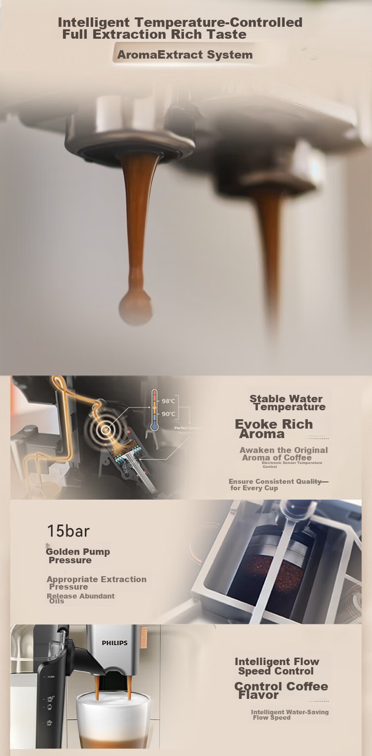 PHILIPS [Wang Kaimu's Choice] Cloud Coffee Machine New 3 Series Home Fully Automatic Italian Espresso Cold Brew Grinding All-In Coffee Machine, One-Touch Milk Coffee, Gift 5