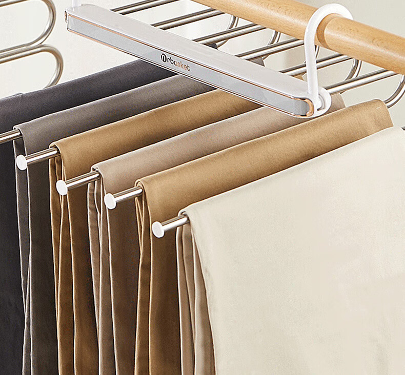 40,000km Folding Pants Hanger Multi-Layer Multifunctional Non-Slip Trouser Rack Home Use Pants Clip Organizer 1