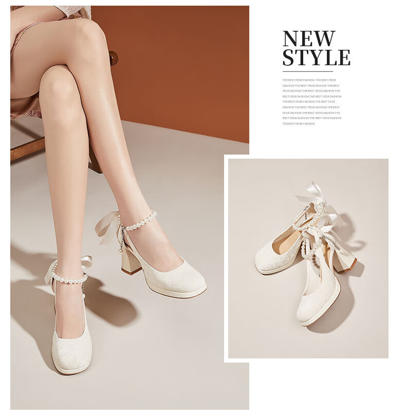 DAPHNE Chinese Style Dress Shoes for Women, Chunky Heel Heightening Black High Heels Wedding Shoes Mary Jane Shoes, Black, Size 37 8