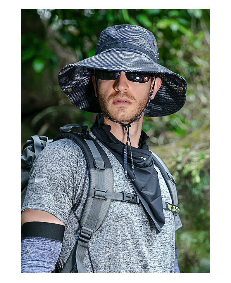 DUSENNA Sun Hat for Men, Summer Outdoor UV Protection Cap, Fishing Hat, Fisherman Hat for Men, Mesh Mid-Band Hat, Camouflage Red 2