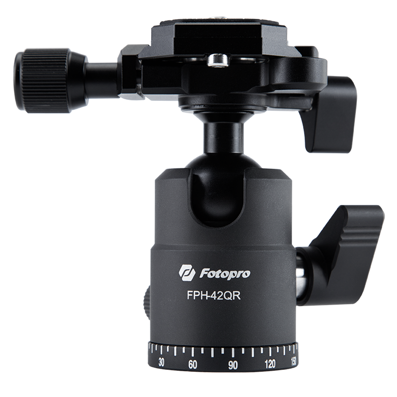 Fotopro 42QR 3/8 Screw Hole Dual Panoramic 360-Degree Rotating Camera Tripod Head Compatible with Leica Cameras Matte Black