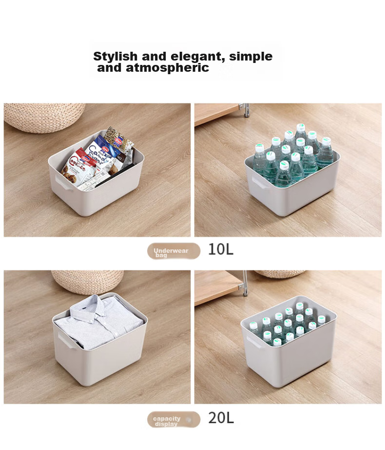 Youjialiangpin Plastic Storage Box, Clothes Organizer, 20L*2+10L*2, Khaki Color, with Lid, Insect-Proof, for Home Use 7