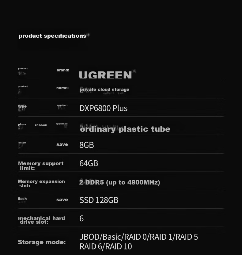 UGREEN Private Cloud DXP6800 Plus Six-Bay 10G NAS Network Storage Server, AI Photo Album File Data Backup Remote Sharing Enterprise Office Hard Drive Cloud Space 62