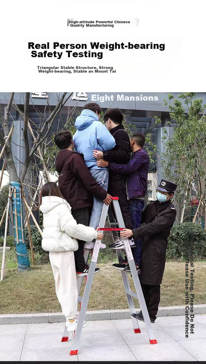 Cenggao Aluminum Alloy Household A-Frame Ladder, Folding Engineering Ladder, Warehouse Industrial Ladder, Red Reinforced And Sturdy Model with 5 Steps 8