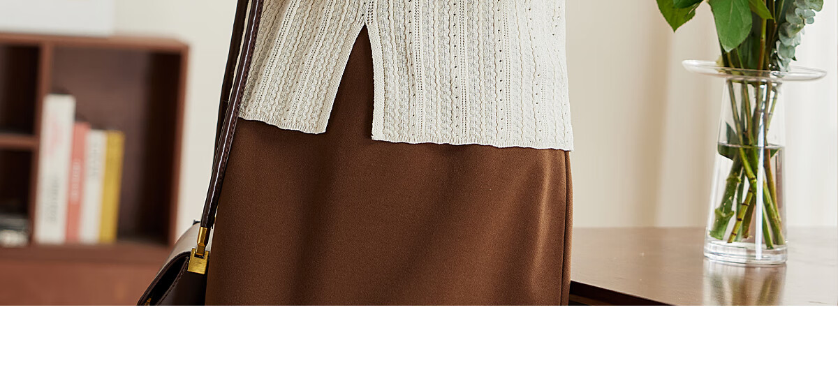 PinCai Women's Knit Sweater, Spring And Autumn Thin Style, Niche V-Neck Split Knit Top, Loose Inner Layer Base Shirt P143Z3008 49