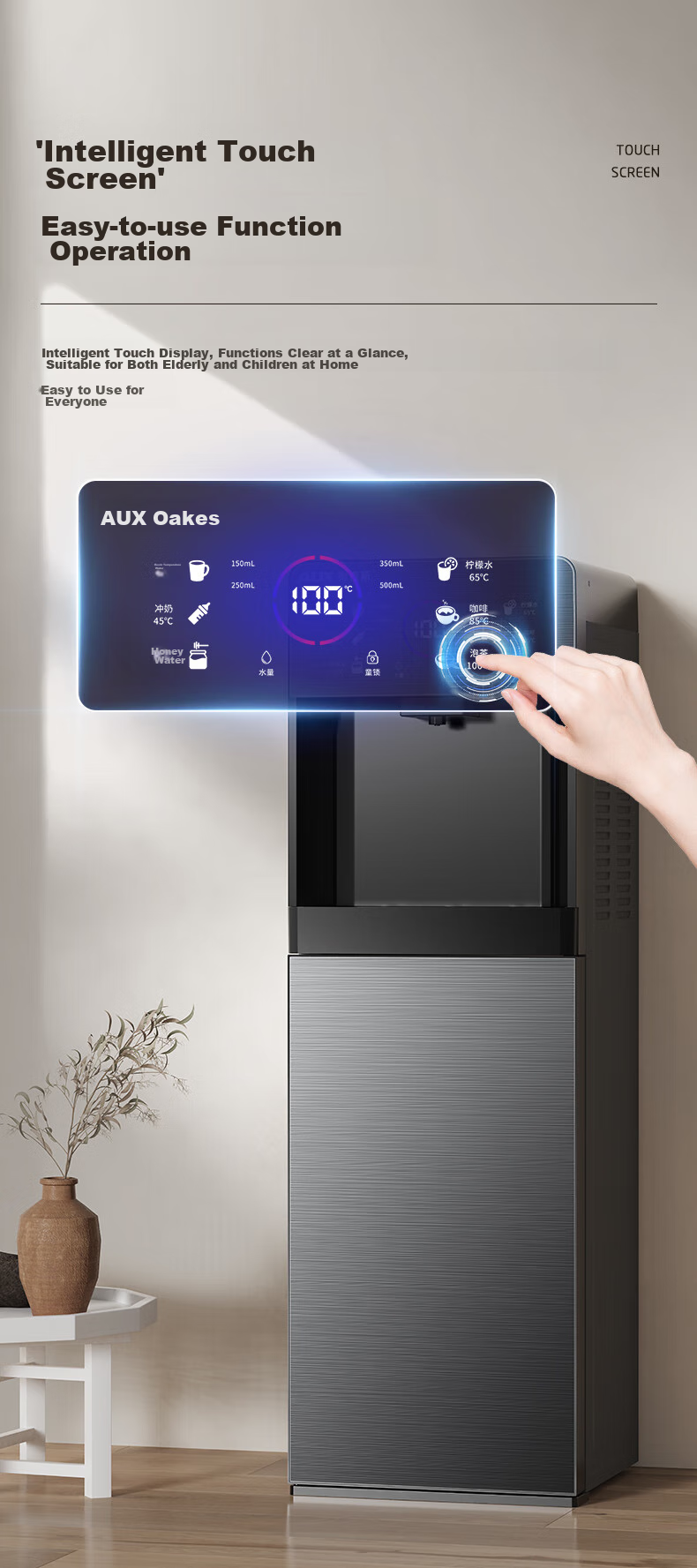 AUX Instant Hot Water Dispenser, Bottom-Loading Household Thermos Cup, Milk-Making Stand-Up Warm-Type Rapid Heating Bottom-Placed Water Bucket Dispenser, Instant Hot Drinking Gray Warm-Type YJX-01 7