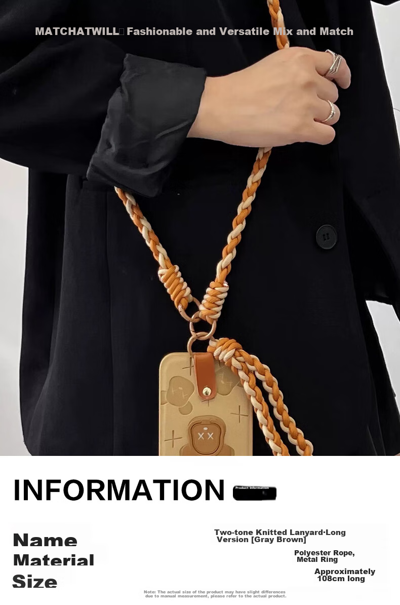 Dipuer Phone Lanyard, Long Crossbody Strap, Can Be Used As Keychain, Outdoor Braided Phone Cord, Can Be Handheld, Durable, Key Chain Strap [Gray Dot Pink], Anti-Loss Rope 1