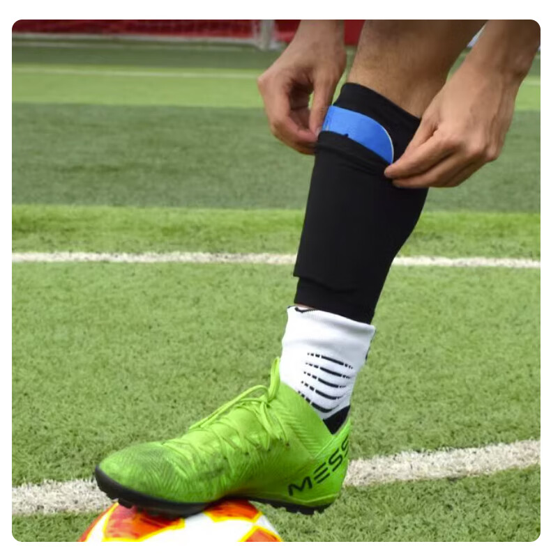 Chidong Soccer Shin Guard Socks, Adult And Children's Double-Layer Breathable Mesh Elastic Calf Sleeves with Insert Plate for Fixation, Size S 11