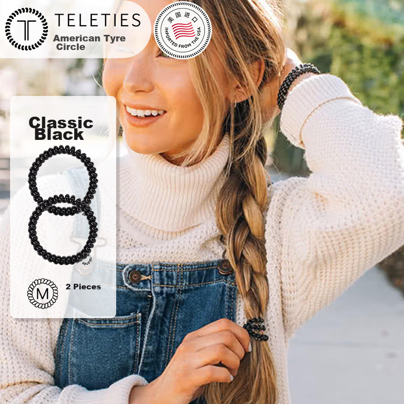 TELETIES American Imported Telephone Cord Organizer, Teli Ring, TT Ring, Cord Wrap, Birthday Gift for Women, Classic Black M