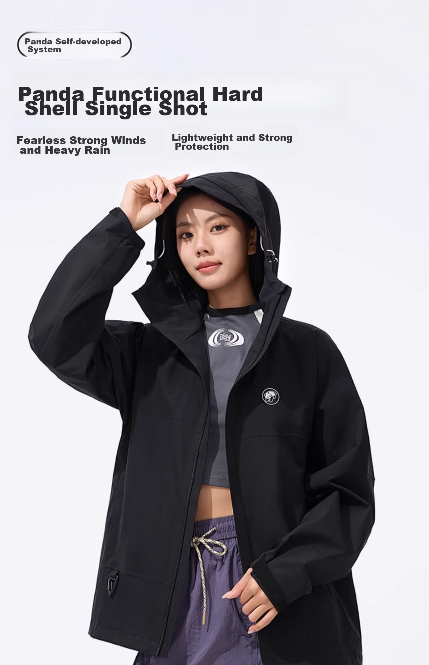 CAMEL Panda Outdoor Single-Layer Waterproof Jacket for Men And Women, Hard Shell Color-Block Coat A34BA46169, Lime Green, 2XL 4