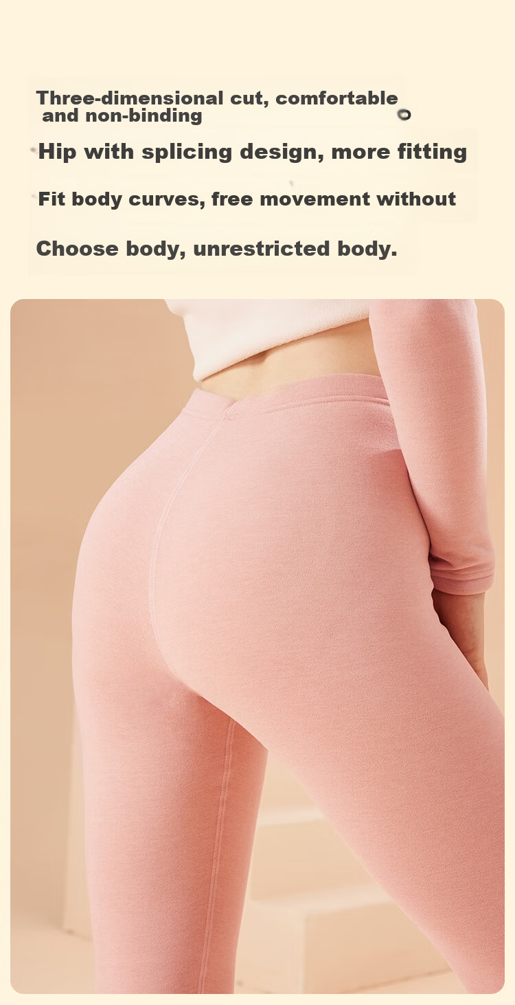 MiiOW [Mutton Protein] Women's Thermal Underwear, Fleece-Lined And Thickened Autumn Top And Bottom Set, Base Layer Underwear for Wome 15