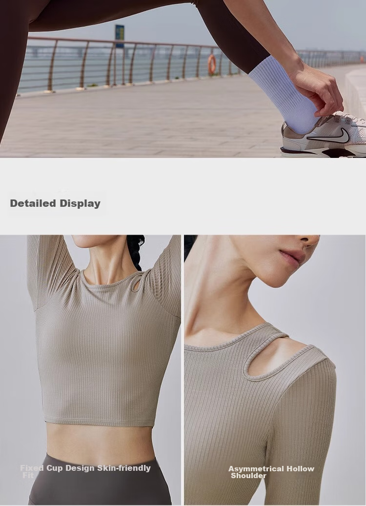 Gigt Sports Long-Sleeve T-Shirt Yoga Wear for Women, Autumn Fitness Training Top with Chest Pads, Pilates And Running Workout Shirt 37