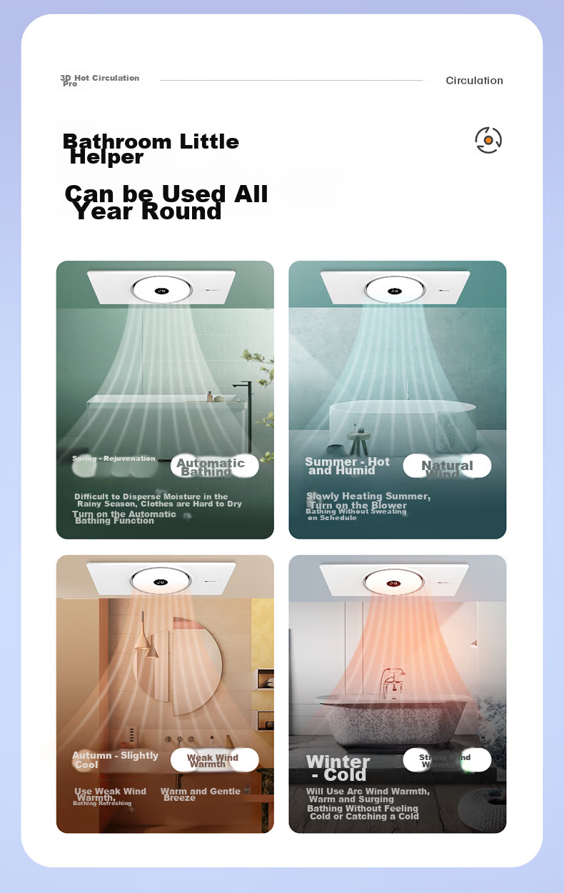 NVC Intelligent Bathroom Heater with 3D Hot Air Circulation, Exhaust Fan, And Integrated Lighting for Ceiling-Mounted Warm Air Blower 300Y 20