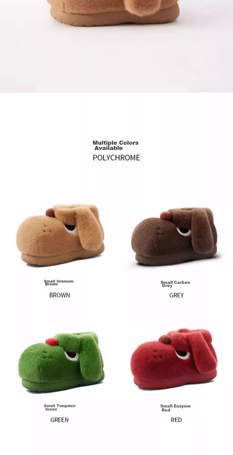 Chikoku Cute Puppy Cotton Shoes for Women, Autumn And Winter Home Non-Slip Cotton Slippers, Heel-Wrapped Warm Couple Plush Cotton Boots for Me 10