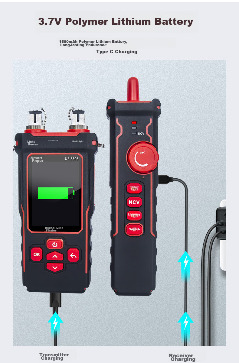 Jingmingshu NF-8508 Kit Cable Tracker with Red Light, Power Fiber Optic Tester, Network Cable Length, Breakpoint, Short Circuit Port 12