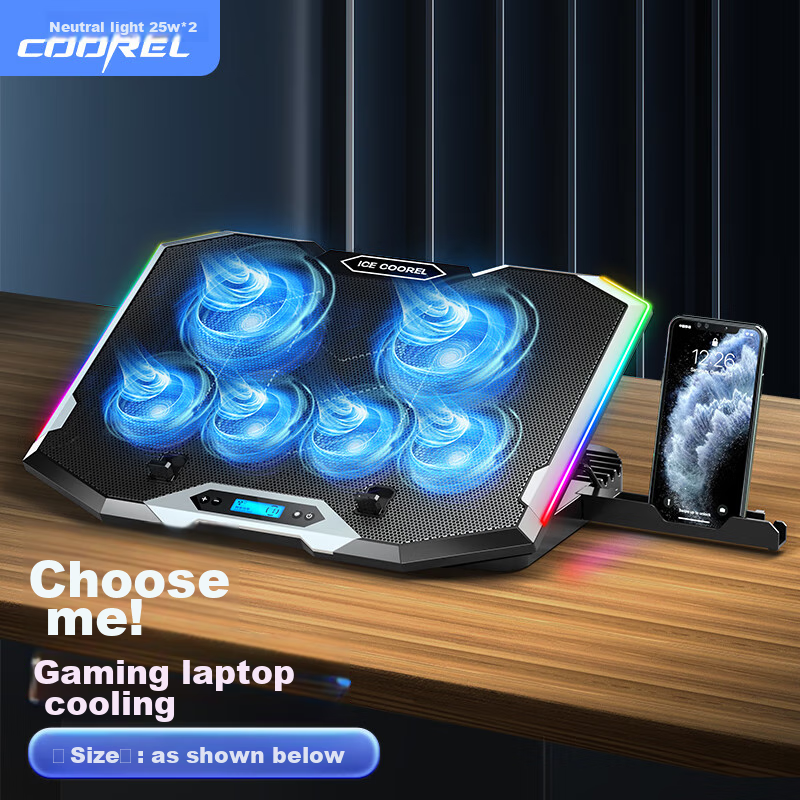 ICE COOREL K9 Laptop Cooling Pad, Laptop Stand, Gaming Laptop Alienware Adjustable Speed Fan Cooling Stand with RGB Lighting, Height-Increasing Desk, Mechanical Revolution Lenovo Huawei