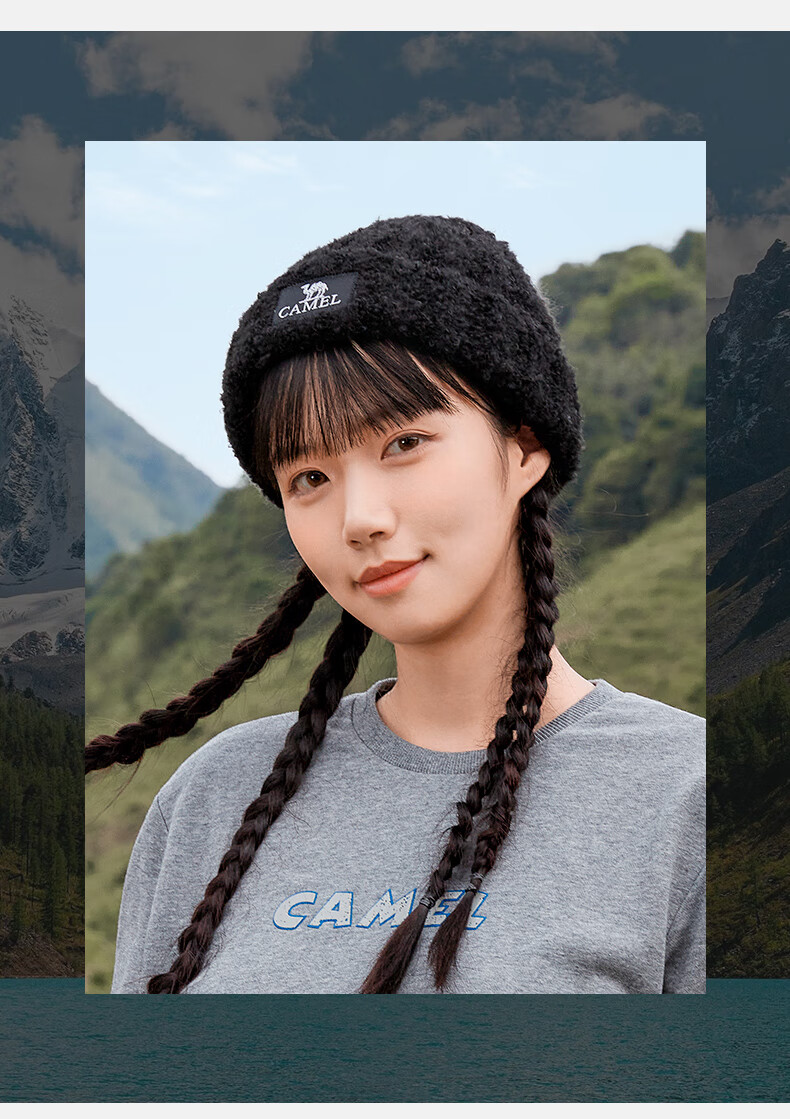 CAMEL Wool Yarn Knitted Hat for Women, Ear Protection, Warm, Cold Hat, Face-Slimming, Couple's Knitted Hat for Men 133CP15060 13