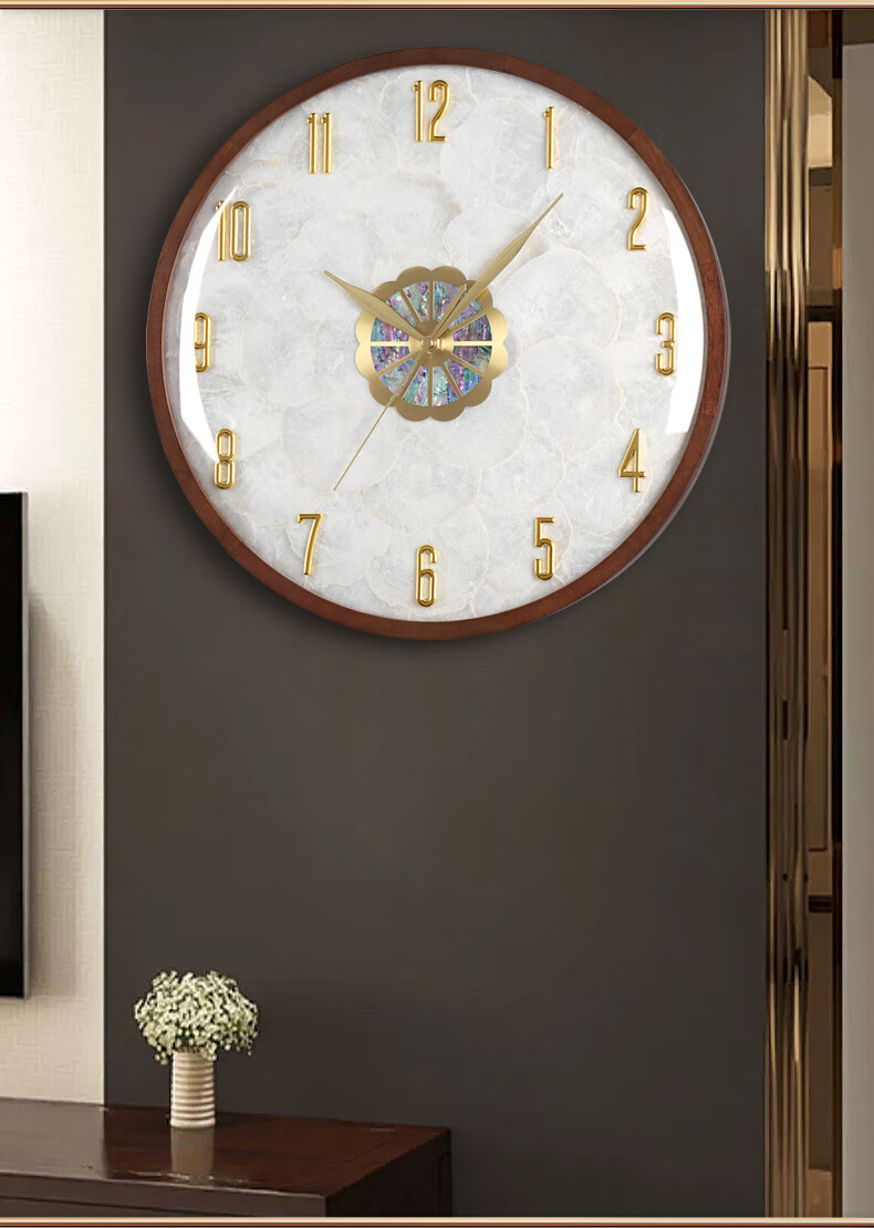Hense Solid Wood Wall Clock, Living Room Wall-Mounted Timepiece, Luxury Wall Clock for Dining Room, Home Quartz Clock HW7012 Large Size 40cm 1