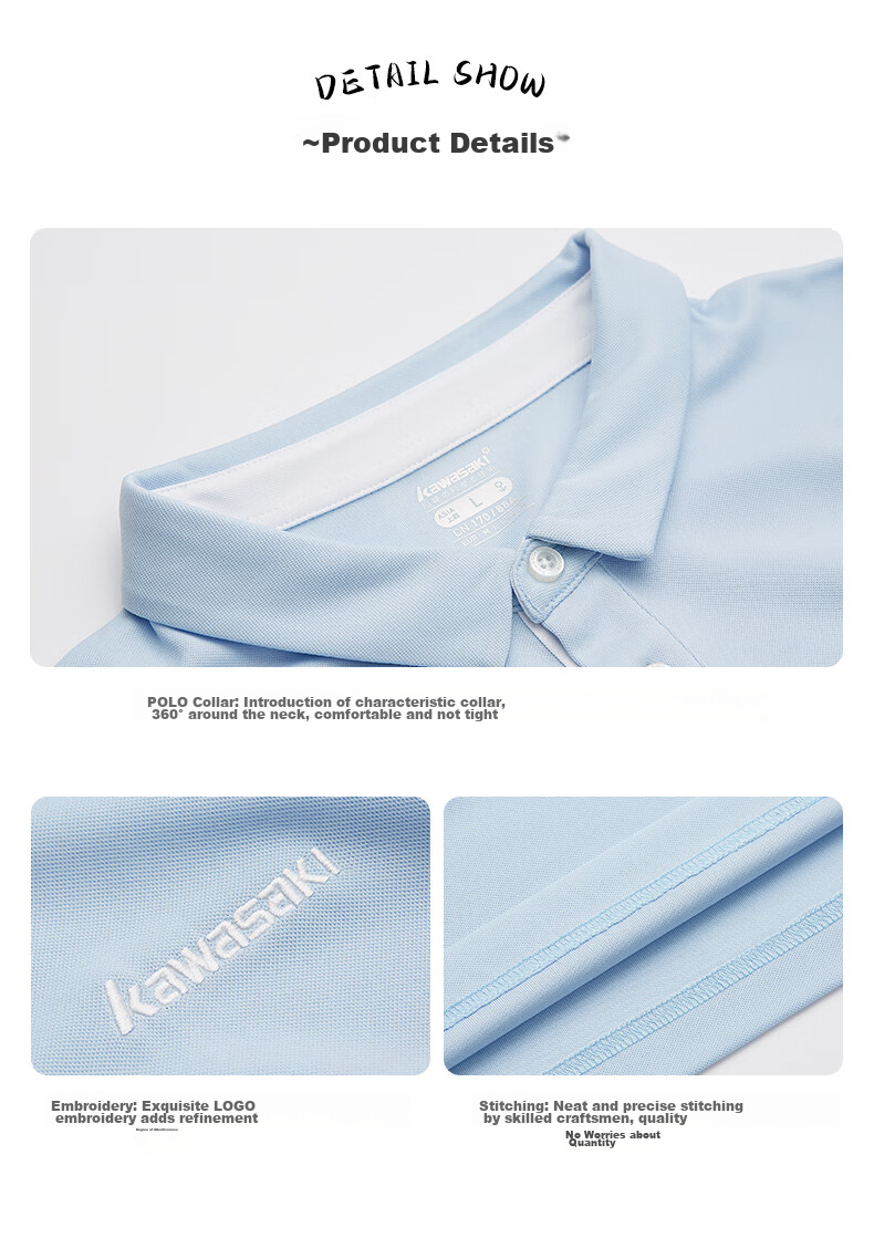 KAWASAKI Badminton Shirt for Women, Professional Sports Short-Sleeve Collared Quick-Dry T-Shirt V2920, Ice Blue, M 13