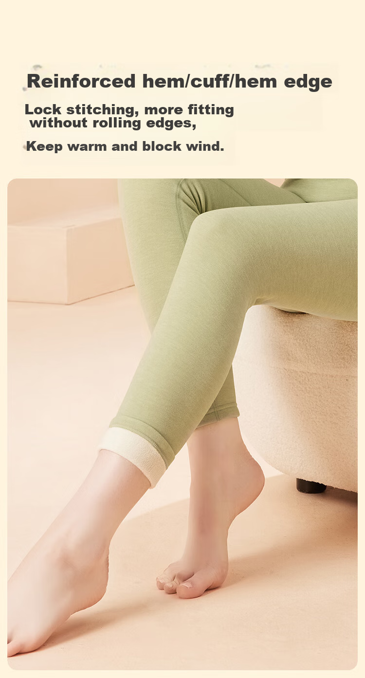 MiiOW [Mutton Protein] Women's Thermal Underwear, Fleece-Lined And Thickened Autumn Top And Bottom Set, Base Layer Underwear for Wome 16