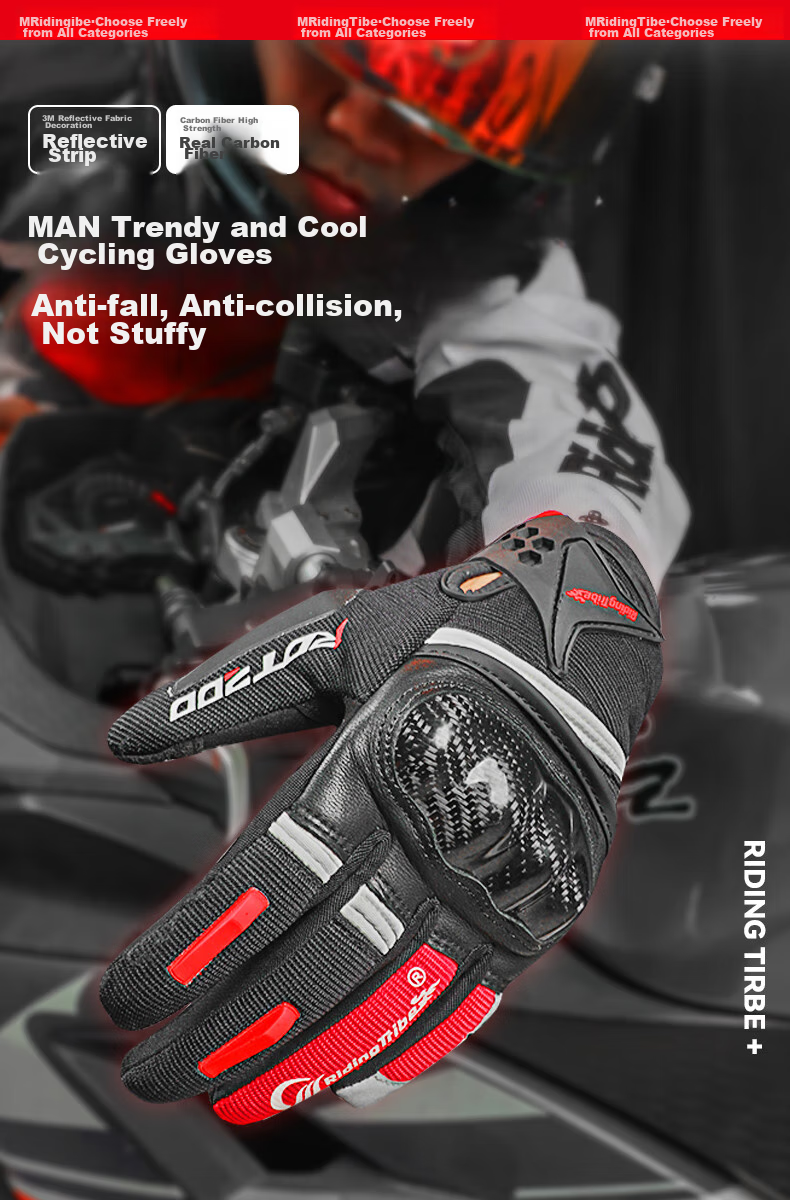 RidingTribe Motorcycle Riding Gloves, Winter Fleece-Lined Thickened Warm Waterproof Electric Bike Anti-Fall Motorcycle Gloves 2
