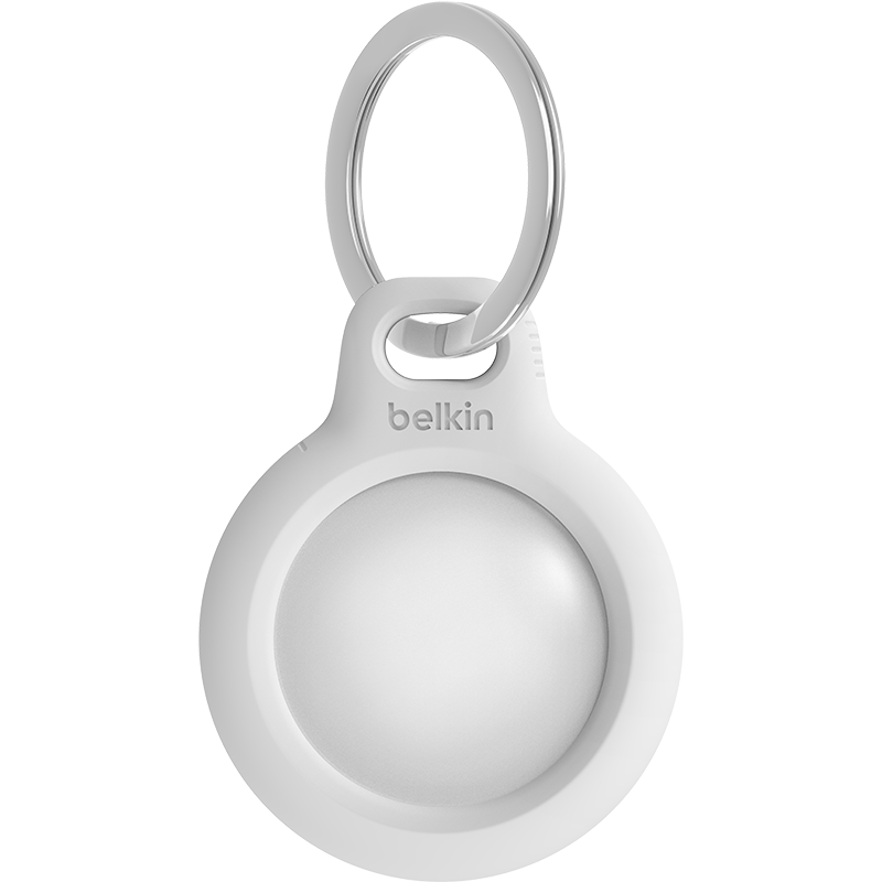 BELKIN AirTag/AirTag2 Keychain Compatible, Apple Anti-Loss Device AirTags Protection, Tracker Silicone Dirt-Resistant Shockproof Case F8W973 White