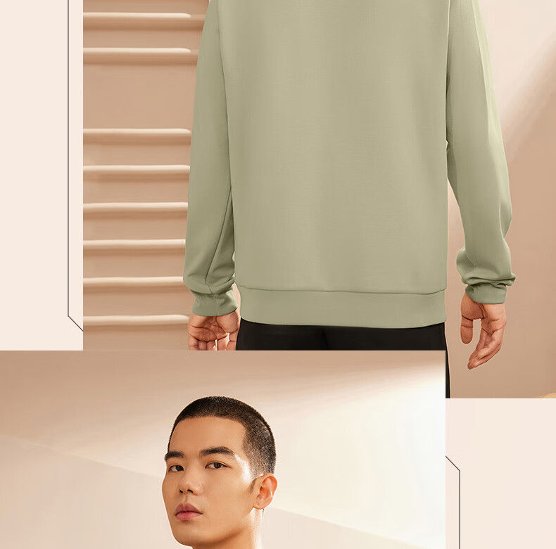 361° Men's Sweatshirt, Spring Long-Sleeve Sportswear, Casual Round Neck Loose Fleece-Lined Top, 652344801D-7 18