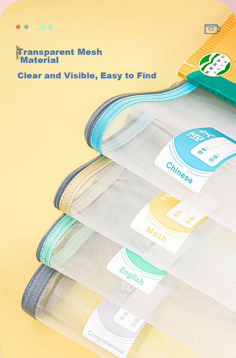 Jindeli 5 A4 Transparent File Folders for Elementary And Middle School Students, Subject Classification Pouches with Zipper, Book And Homework Storage Bags, Handheld Pouches for Stationery And Tutoring Supplies FB8779-5 8