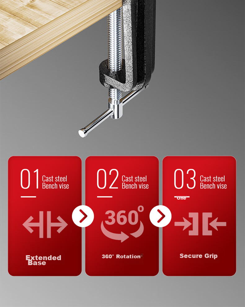 DELIXI Bench Vise, Small Multi-Functional Household Vise, 360° Rotatable Bench Vise Table, Workbench Mini Bench Vise 3