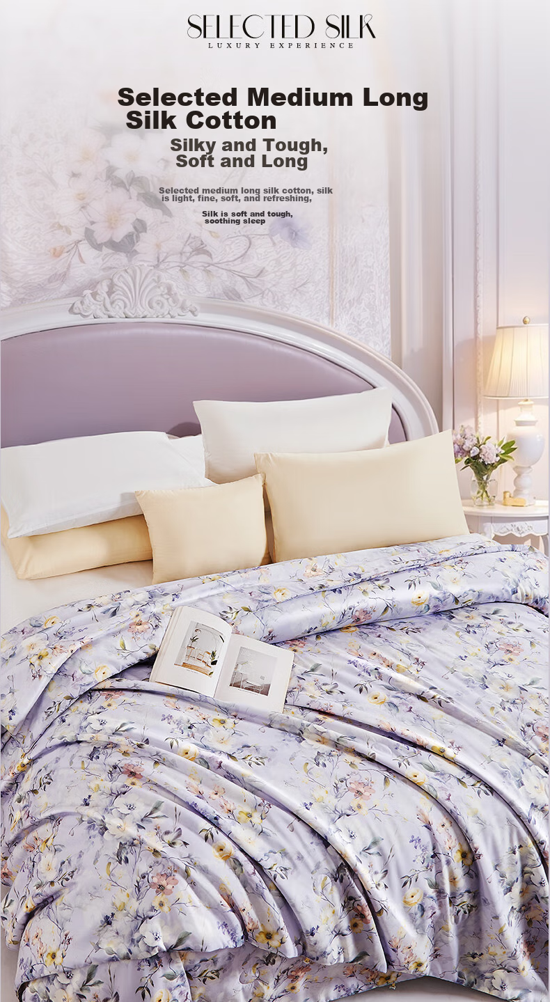 FUANNA 100% Silk Comforter, Single Student Dormitory All-Season Duvet Two-In Mother-Child Quilt, 5.6 Jin (2.8 Kg), 152*210cm 6