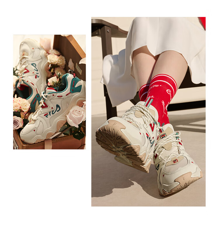 FILA Official Cat Paw Shoes 4th Generation Women's Dad Shoes Retro Casual Sports Shoes 23