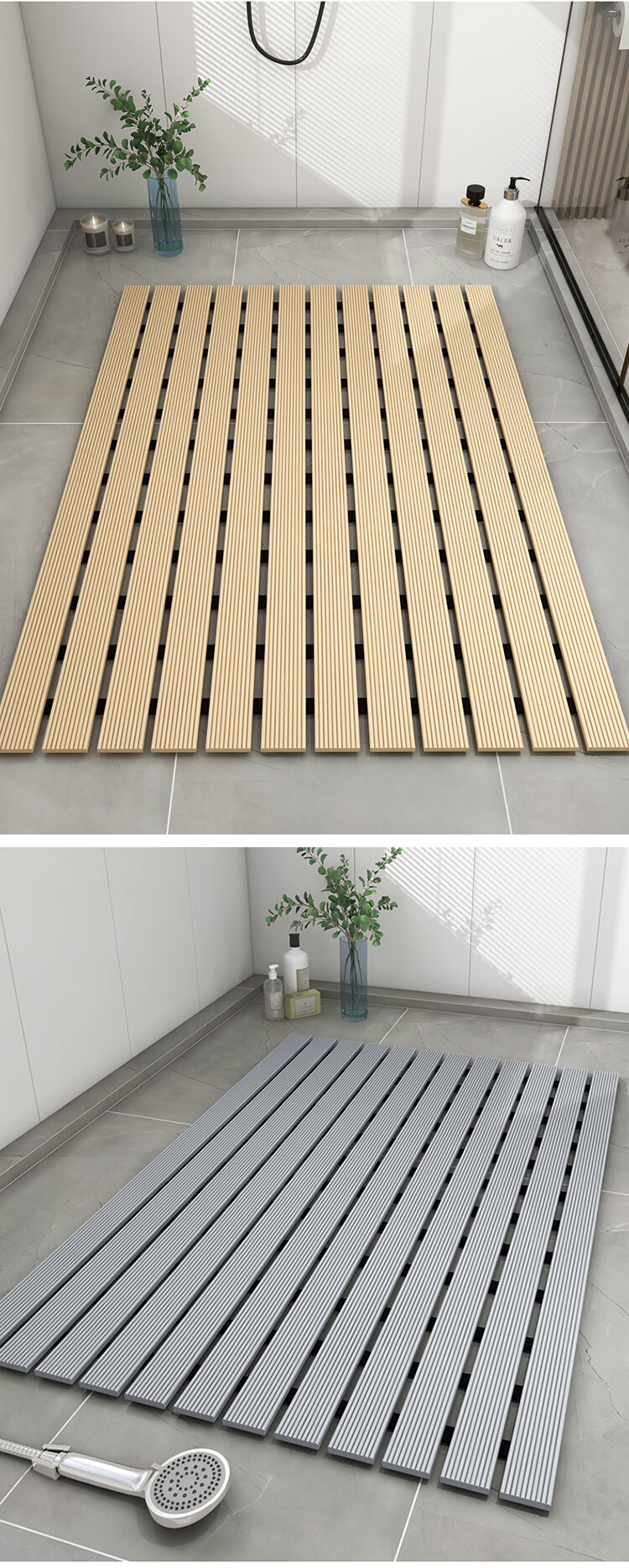 Huaxu Household Bathroom Non-Slip Mat, Shower Room Bathing Area Anti-Fall Floor Mat, Bathroom Washroom Toilet Water Barrier Waterproof Hollow Desig 19