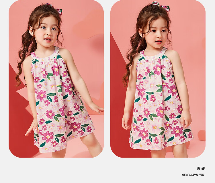 ASK JUNIOR Girls' Summer Dress, Children's Floral Spaghetti Strap Dress for Beach Vacation, Princess Style 8