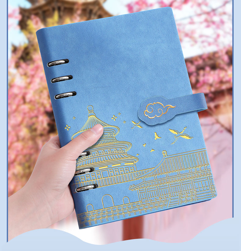Faramon Stamping Travel Scrapbook Loose-leaf Travel Collection Notebook Souvenir Stamp Album Journal Blank Blue for Nanjing Beijing Museum Zoo Forbidden City Chongqing Check-in Spots 2