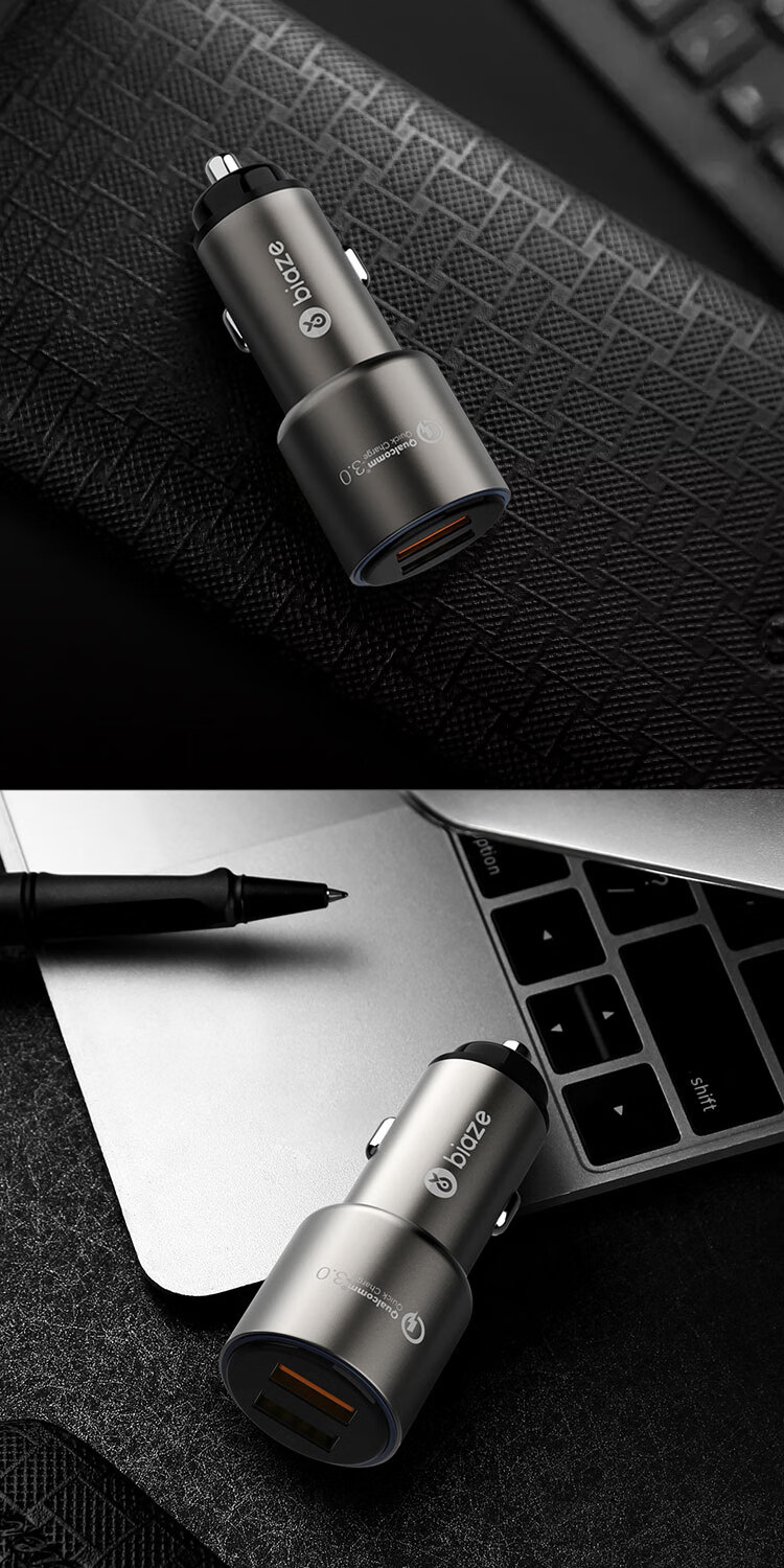 BIAZE Car Charger And Cigarette Lighter, Super Fast Charging Converter with Dual Ports Suitable for IPhone 15/16, Huawei, Xiaomi 9