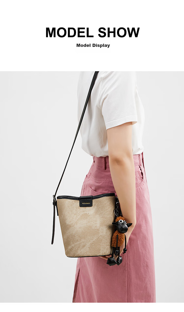 TEENMIX Leather Handbag, Women's Crossbody Bag, Versatile Bucket Bag, Shoulder Bag for Women, Valentine's Day Gift for Girlfriend 2