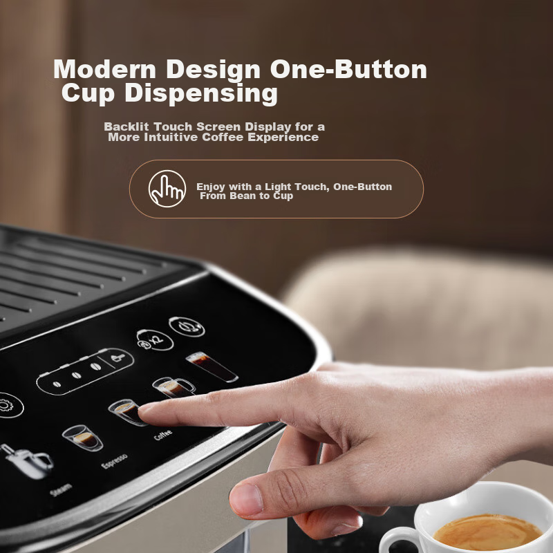 Delonghi Coffee Machine, Home Fully Automatic Coffee Maker, European Imported Small Italian American-Style Fresh Grinding, Hot And Cold Dual Extraction Pure Extraction Ice Coffee Manual Milk Frother, E Plus Gift