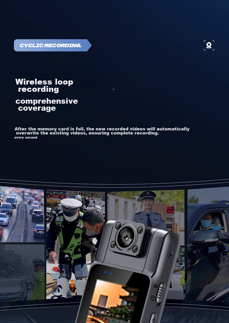 Mengduofu Body-Worn 4K High-Definition Law Enforcement Camera, Small Chest-Mounted Cycling Sports Camera for Meetings And Inspections 18